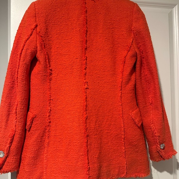 Zara Women's Tweed Orange Double-Breasted Blazer - Picture 5 of 5